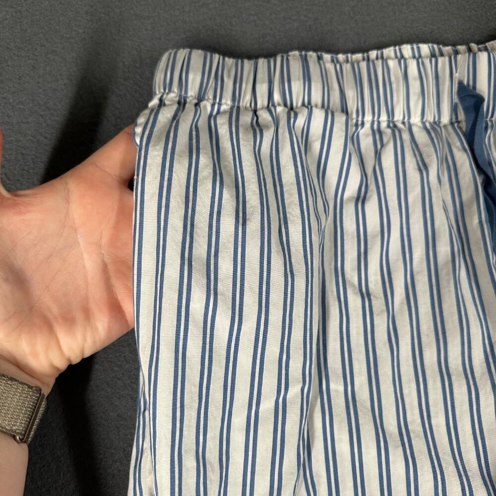 Lake L Poplin Chloe Pajama Set Seaport Shoreline Stripe Blue White 2 Pc Cotton - Picture 12 of 15